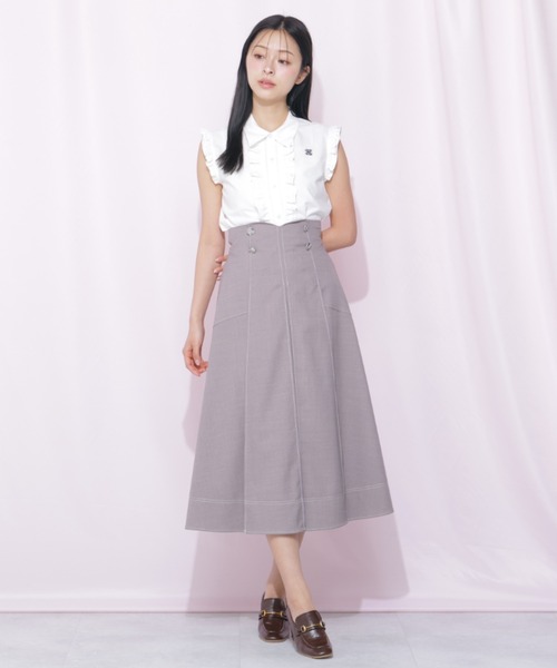 JILL by JILL STUART（ジルバイジルスチュアート）の「バイカラーステッチスカート（スカート・レディース・グレー/ライトグリーン/ネイビー・MEDIUM/SMALL）」の2枚目の写真