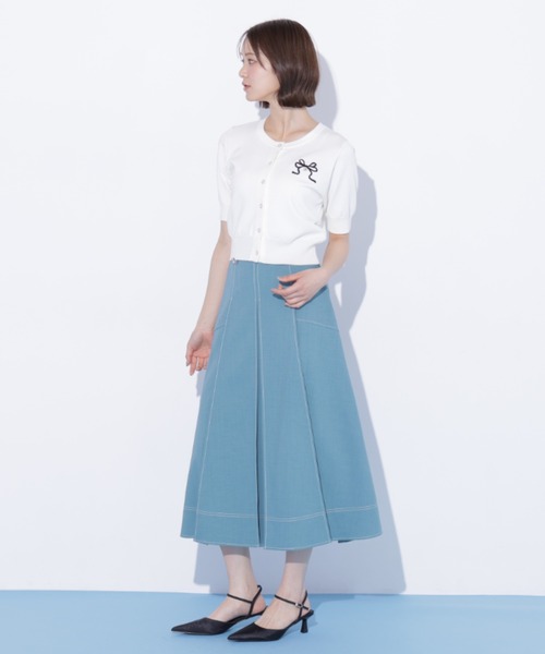 JILL by JILL STUART（ジルバイジルスチュアート）の「バイカラーステッチスカート（スカート・レディース・グレー/ライトグリーン/ネイビー・MEDIUM/SMALL）」の3枚目の写真