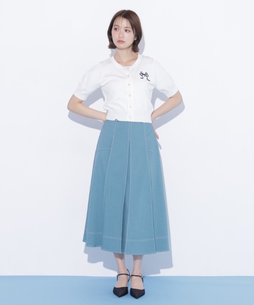 JILL by JILL STUART（ジルバイジルスチュアート）の「バイカラーステッチスカート（スカート・レディース・グレー/ライトグリーン/ネイビー・MEDIUM/SMALL）」の12枚目の写真