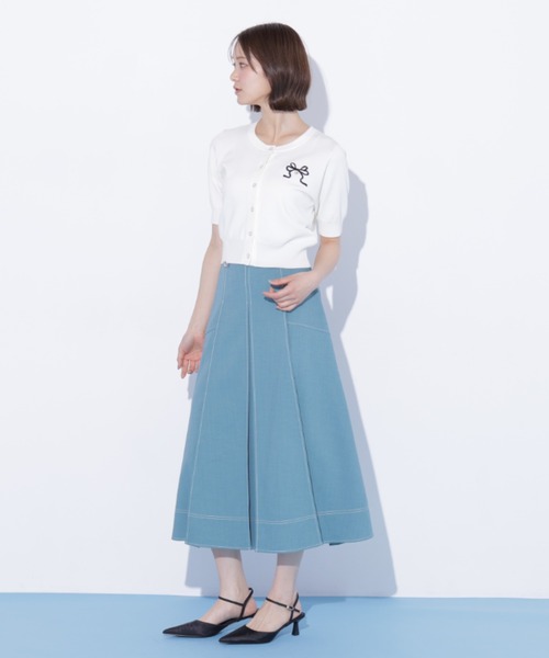JILL by JILL STUART（ジルバイジルスチュアート）の「バイカラーステッチスカート（スカート・レディース・グレー/ライトグリーン/ネイビー・MEDIUM/SMALL）」の15枚目の写真