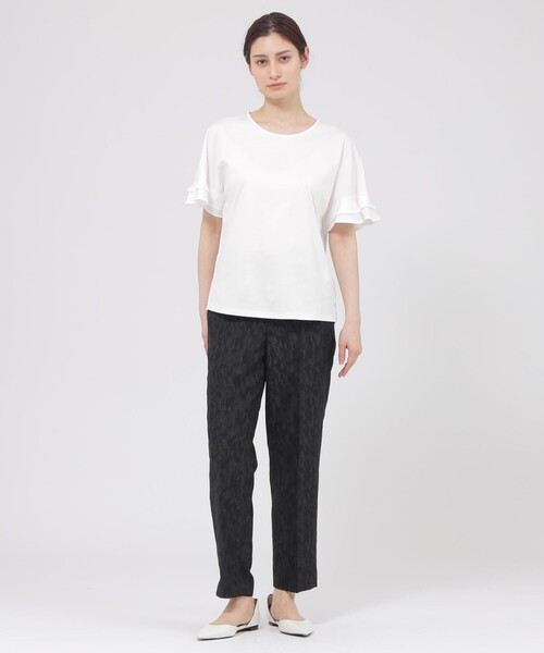 Paul Stuart(ポールスチュアート)の「【ウォッシャブル】60スムース プルオーバー(Tシャツ/カットソー・レディース・ネイビー/ホワイト・6)」の3枚目の写真