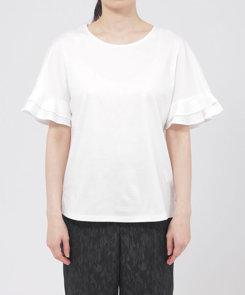 Paul Stuart(ポールスチュアート)の「【ウォッシャブル】60スムース プルオーバー(Tシャツ/カットソー・レディース・ネイビー/ホワイト・6)」の6枚目の写真