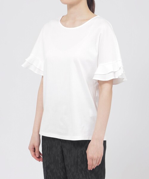 Paul Stuart(ポールスチュアート)の「【ウォッシャブル】60スムース プルオーバー(Tシャツ/カットソー・レディース・ネイビー/ホワイト・6)」の7枚目の写真