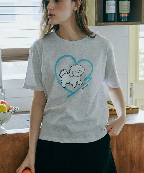 MALOUPE(マロップ)の「5220 パピーグラフィックTシャツ (ライトグレー)(Tシャツ/カットソー・レディース・ライトグレー・FREE)」の2枚目の写真