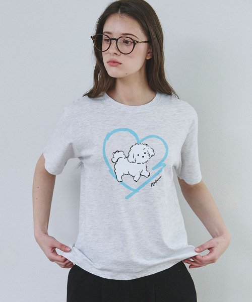 MALOUPE(マロップ)の「5220 パピーグラフィックTシャツ (ライトグレー)(Tシャツ/カットソー・レディース・ライトグレー・FREE)」の4枚目の写真