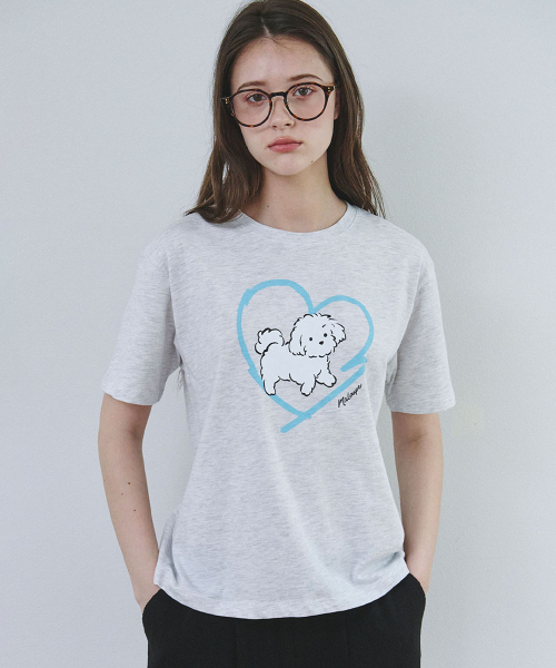 MALOUPE(マロップ)の「5220 パピーグラフィックTシャツ (ライトグレー)(Tシャツ/カットソー・レディース・ライトグレー・FREE)」の5枚目の写真