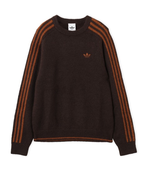 adidas(アディダス)の「adidas 3 STRIPES FLUFFY KNIT CREW / アディダス 3 ストライプス フラッフィー ニット クルー(ニット/セーター・メンズ・ブラウン・S/M/L/XL/XXL)」の5枚目の写真