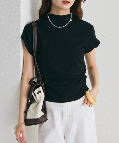 mystic(ミスティック)の「【レイヤードデザイン】プレート付きハイネックTシャツ(Tシャツ/カットソー・レディース・ブルー/ブラック/チャコールグレー/アイボリー・FREE)」の2枚目の写真