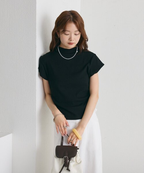 mystic(ミスティック)の「【レイヤードデザイン】プレート付きハイネックTシャツ(Tシャツ/カットソー・レディース・ブルー/ブラック/チャコールグレー/アイボリー・FREE)」の7枚目の写真