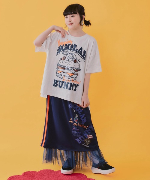 ScoLar(スカラー)の「ScoLar(スカラー) ジャージライク生地×裏地チュールスカート(スカート・レディース・ブラック/ネイビー・MEDIUM)」の13枚目の写真