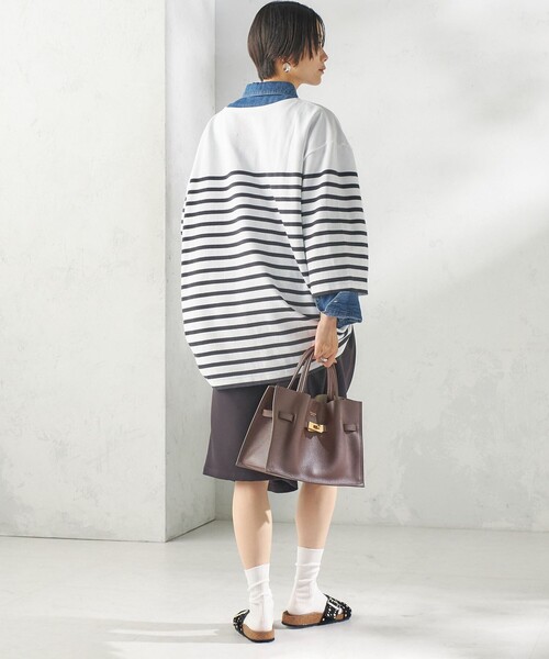 SHIPS(シップス)の「【SHIPS別注】Le minor: パネル ボーダー チュニック(Tシャツ/カットソー・レディース・ブラック/ブルー・ONE SIZE)」の5枚目の写真