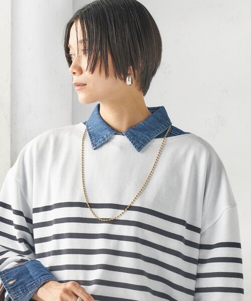 SHIPS(シップス)の「【SHIPS別注】Le minor: パネル ボーダー チュニック(Tシャツ/カットソー・レディース・ブラック/ブルー・ONE SIZE)」の11枚目の写真