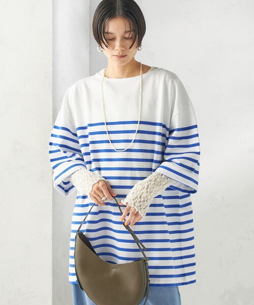 SHIPS(シップス)の「【SHIPS別注】Le minor: パネル ボーダー チュニック(Tシャツ/カットソー・レディース・ブラック/ブルー・ONE SIZE)」の17枚目の写真