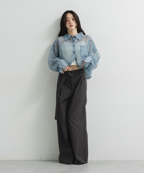 RAGEBLUE(レイジブルー)の「ベルト付き/ナイロンワイドパンツ/セットアップ対応(その他パンツ・レディース・ピンク/ブラック・FREE)」の20枚目の写真