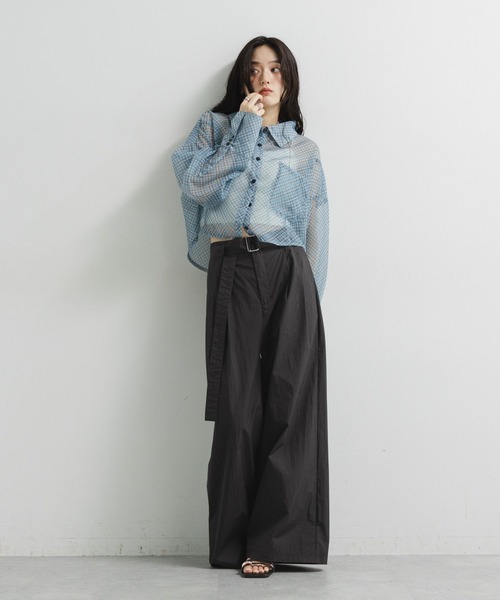 RAGEBLUE(レイジブルー)の「ベルト付き/ナイロンワイドパンツ/セットアップ対応(その他パンツ・レディース・ピンク/ブラック・FREE)」の21枚目の写真