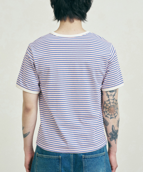 FERNOV(ペルノブ)の「マルチストライプクロップリンガーティー ブルー(Tシャツ/カットソー・レディース・その他・3/2/1)」の6枚目の写真