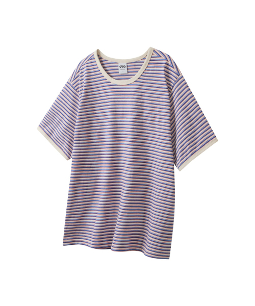 FERNOV(ペルノブ)の「マルチストライプクロップリンガーティー ブルー(Tシャツ/カットソー・レディース・その他・3/2/1)」の7枚目の写真