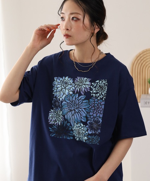 BARNDOOR（バーンドア）の「20/-天竺ダリアロゴプリントT 26SS（Tシャツ/カットソー・レディース・ネイビー/オフホワイト/杢グレー・FREE）」の3枚目の写真