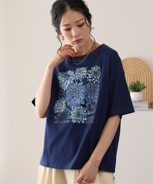 BARNDOOR（バーンドア）の「20/-天竺ダリアロゴプリントT 26SS（Tシャツ/カットソー・レディース・ネイビー/オフホワイト/杢グレー・FREE）」の17枚目の写真