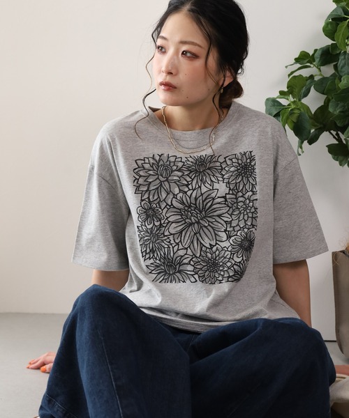BARNDOOR（バーンドア）の「20/-天竺ダリアロゴプリントT 26SS（Tシャツ/カットソー・レディース・ネイビー/オフホワイト/杢グレー・FREE）」の19枚目の写真