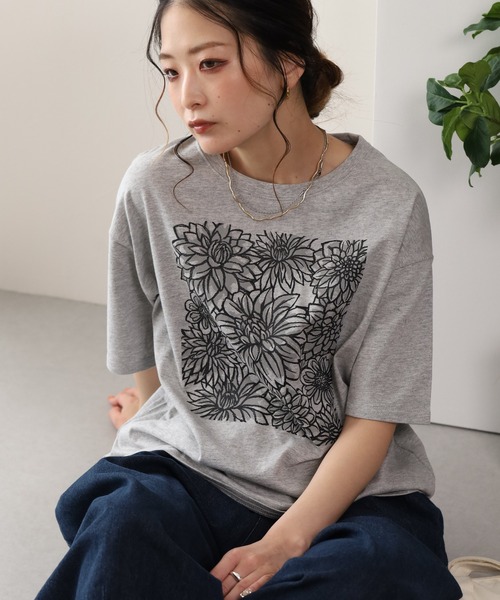 BARNDOOR（バーンドア）の「20/-天竺ダリアロゴプリントT 26SS（Tシャツ/カットソー・レディース・ネイビー/オフホワイト/杢グレー・FREE）」の20枚目の写真