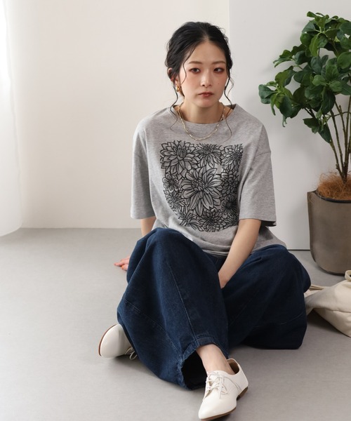BARNDOOR（バーンドア）の「20/-天竺ダリアロゴプリントT 26SS（Tシャツ/カットソー・レディース・ネイビー/オフホワイト/杢グレー・FREE）」の21枚目の写真