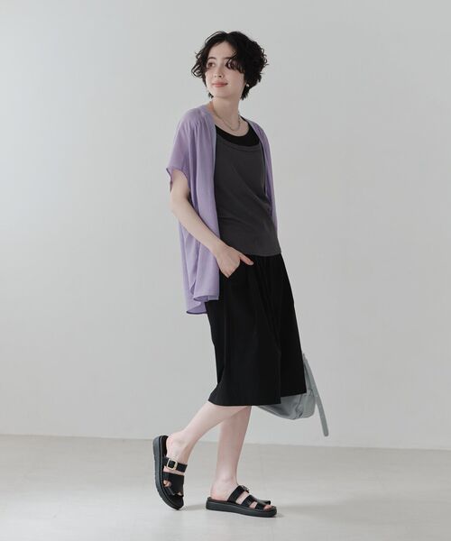 Green Parks(グリーンパークス)の「フレンチスリーブリブドッキングシャツ(シャツ/ブラウス・レディース・オフホワイト/ブラウン/ブラック/パープル・FREE)」の13枚目の写真