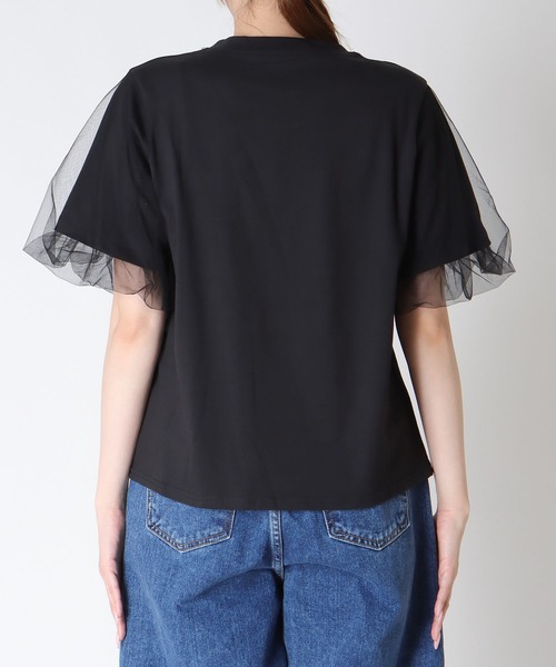 Cepica(セピカ)の「パール付きチュール重ねTシャツ(Tシャツ/カットソー・レディース・ブラック・FREE)」の4枚目の写真