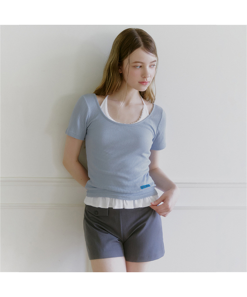 MICANE(ミケーネ)の「ミニョンワイドネックT(Tシャツ/カットソー・レディース・ライトグレー/スカイブルー/ブラック/アイボリー・1/2/4/3)」の4枚目の写真