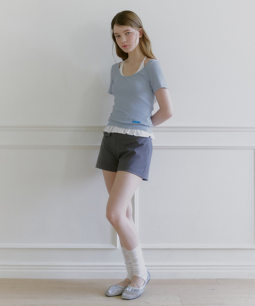 MICANE(ミケーネ)の「ミニョンワイドネックT(Tシャツ/カットソー・レディース・ライトグレー/スカイブルー/ブラック/アイボリー・1/2/4/3)」の7枚目の写真