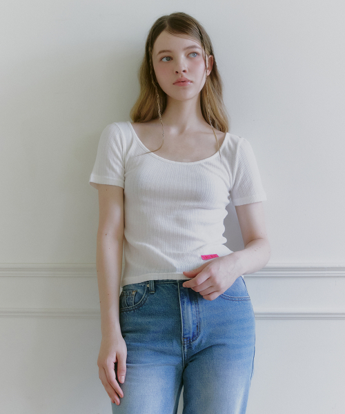 MICANE(ミケーネ)の「ミニョンワイドネックT(Tシャツ/カットソー・レディース・ライトグレー/スカイブルー/ブラック/アイボリー・1/2/4/3)」の10枚目の写真