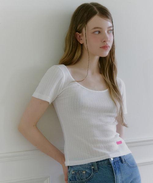 MICANE(ミケーネ)の「ミニョンワイドネックT(Tシャツ/カットソー・レディース・ライトグレー/スカイブルー/ブラック/アイボリー・1/2/4/3)」の11枚目の写真