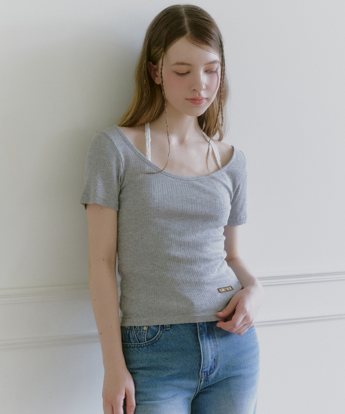 MICANE(ミケーネ)の「ミニョンワイドネックT(Tシャツ/カットソー・レディース・ライトグレー/スカイブルー/ブラック/アイボリー・1/2/4/3)」の18枚目の写真