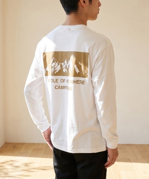 CAMPFREE（キャンプフリー）の「[キャンプフリー] CAMPFREE マウンテン バックプリント ロングスリーブTシャツ（Tシャツ/カットソー・メンズ・ネイビー/ヘザーグレー/ホワイト×ブラック/ブラック×ホワイト/ブラック×パープル/ホワイト×ブラウン・M/L/XL/XXL/S）」の3枚目の写真