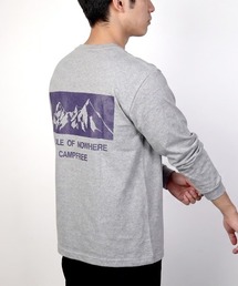 [キャンプフリー] CAMPFREE マウンテン バックプリント ロングスリーブTシャツ