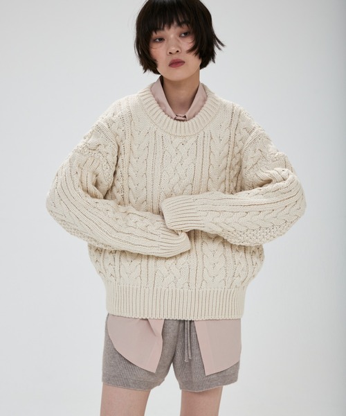 full/fill.(フルフィル)の「cable wide knit / ケーブルワイドニット(ニット/セーター・レディース・ブラウン/アイボリー・FREE)」の3枚目の写真