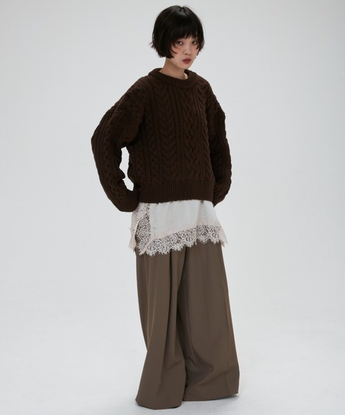 full/fill.(フルフィル)の「cable wide knit / ケーブルワイドニット(ニット/セーター・レディース・ブラウン/アイボリー・FREE)」の18枚目の写真