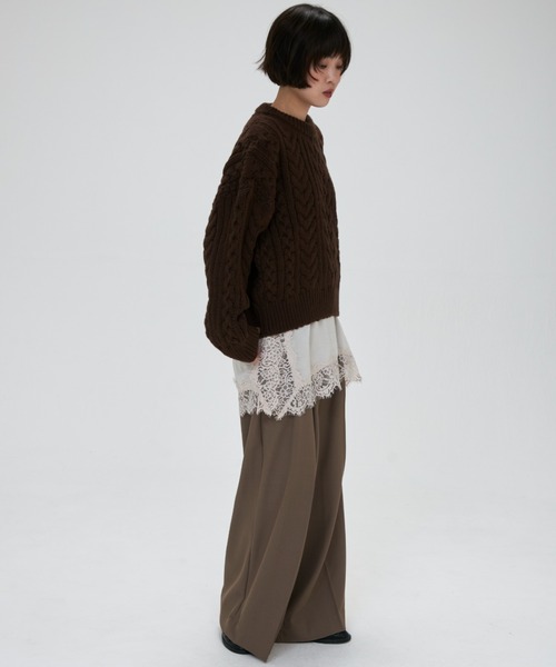 full/fill.(フルフィル)の「cable wide knit / ケーブルワイドニット(ニット/セーター・レディース・ブラウン/アイボリー・FREE)」の19枚目の写真