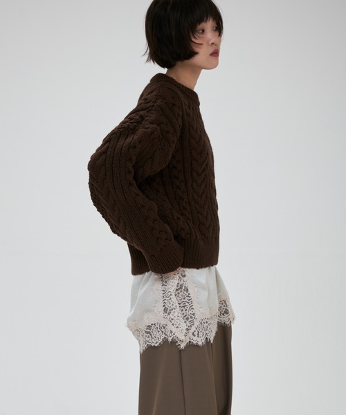 full/fill.(フルフィル)の「cable wide knit / ケーブルワイドニット(ニット/セーター・レディース・ブラウン/アイボリー・FREE)」の13枚目の写真