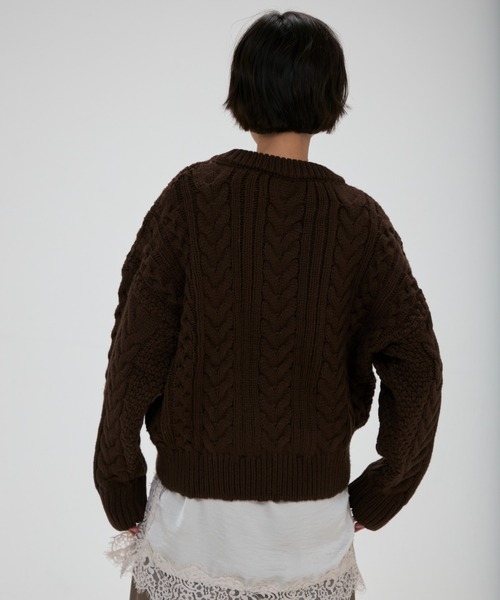 full/fill.(フルフィル)の「cable wide knit / ケーブルワイドニット(ニット/セーター・レディース・ブラウン/アイボリー・FREE)」の14枚目の写真