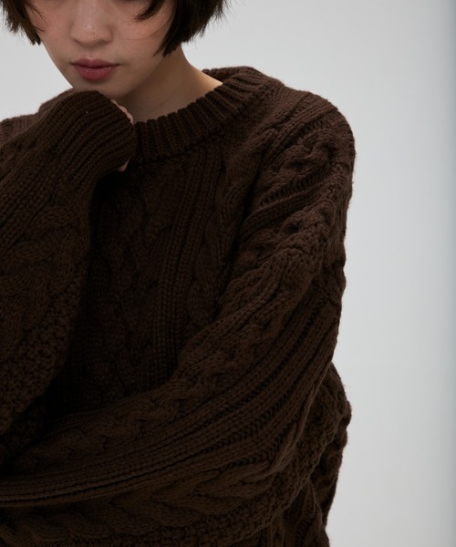 full/fill.(フルフィル)の「cable wide knit / ケーブルワイドニット(ニット/セーター・レディース・ブラウン/アイボリー・FREE)」の17枚目の写真