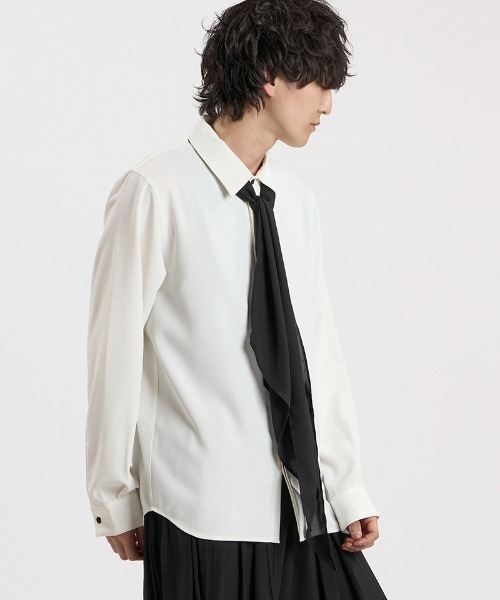 NO ID.（ノーアイディ）の「ms6609-ﾌﾗｲﾌﾛﾝﾄｽｶｰﾌSH シャツ(859006-547S)（シャツ/ブラウス・メンズ・ブラック/ホワイト/ホワイト×ブラック・2/1）」の16枚目の写真