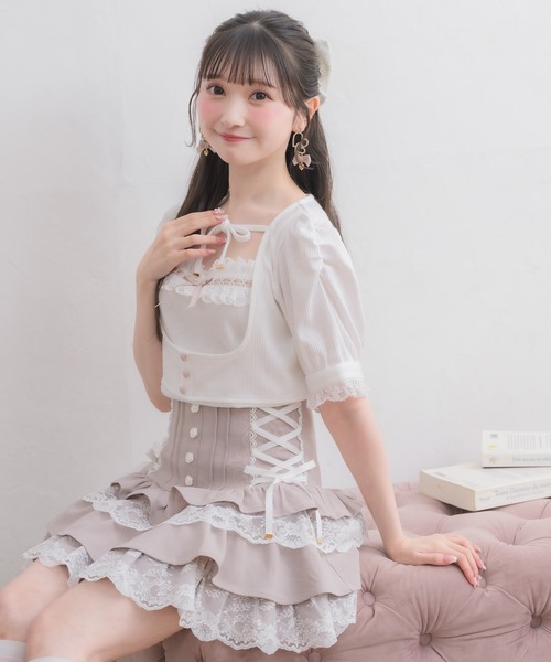 ROJITA（ロジータ）の「チョーカー付きカットアンサンブル（Tシャツ/カットソー・レディース・ピンク/ブラック/ホワイト・FREE）」の4枚目の写真