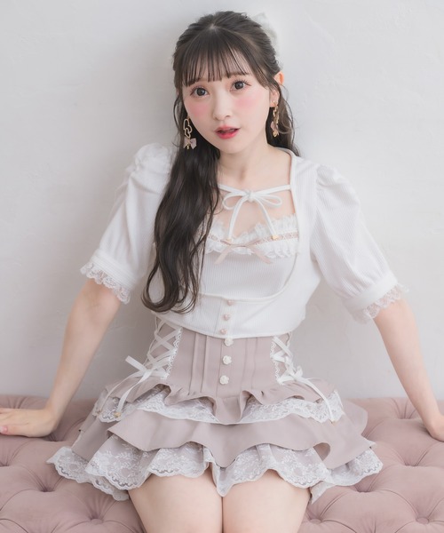 ROJITA（ロジータ）の「チョーカー付きカットアンサンブル（Tシャツ/カットソー・レディース・ピンク/ブラック/ホワイト・FREE）」の7枚目の写真