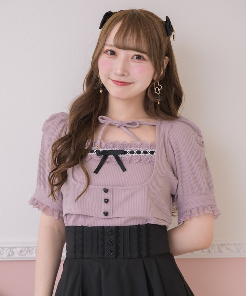 ROJITA（ロジータ）の「チョーカー付きカットアンサンブル（Tシャツ/カットソー・レディース・ピンク/ブラック/ホワイト・FREE）」の9枚目の写真