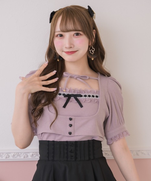 ROJITA（ロジータ）の「チョーカー付きカットアンサンブル（Tシャツ/カットソー・レディース・ピンク/ブラック/ホワイト・FREE）」の22枚目の写真