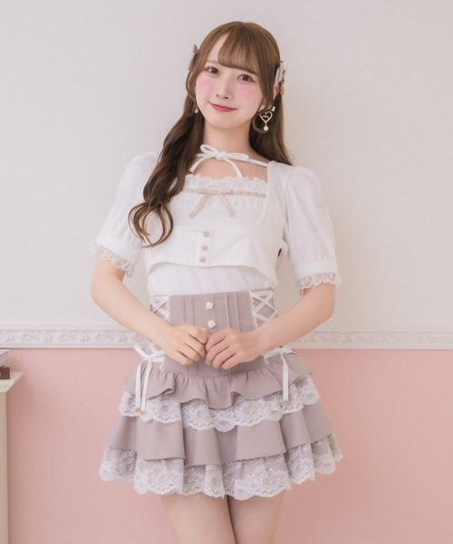 ROJITA（ロジータ）の「チョーカー付きカットアンサンブル（Tシャツ/カットソー・レディース・ピンク/ブラック/ホワイト・FREE）」の10枚目の写真