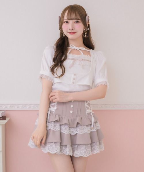 ROJITA（ロジータ）の「チョーカー付きカットアンサンブル（Tシャツ/カットソー・レディース・ピンク/ブラック/ホワイト・FREE）」の11枚目の写真