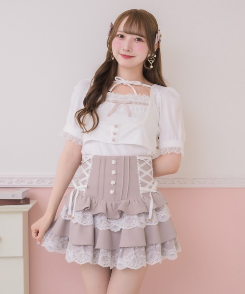 ROJITA（ロジータ）の「チョーカー付きカットアンサンブル（Tシャツ/カットソー・レディース・ピンク/ブラック/ホワイト・FREE）」の12枚目の写真