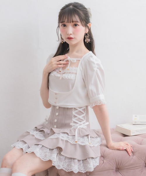 ROJITA（ロジータ）の「チョーカー付きカットアンサンブル（Tシャツ/カットソー・レディース・ピンク/ブラック/ホワイト・FREE）」の5枚目の写真